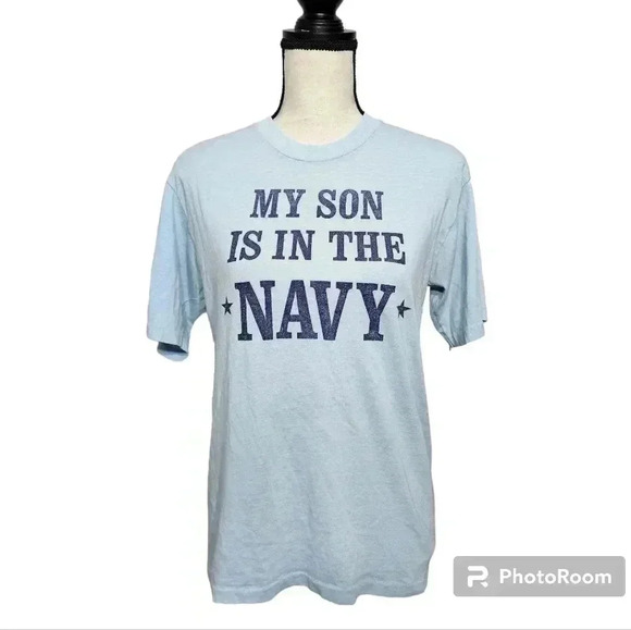 Vintage Single Stich "My Son is in the Navy" Navy Mom T Shirt - Picture 1 of 7